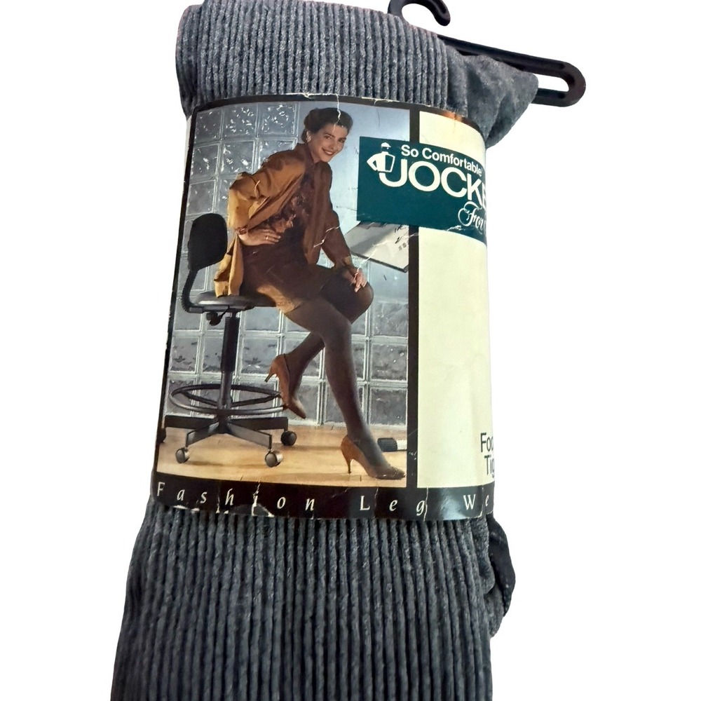 Jockey For Her Heather Rib Tight medium tall gray footed tights new
